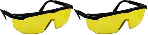OZAKI - Lunettes De Protection Vision+ - Verres Jaunes - Modèle Professionnel - Branches Réglables & Téléscopiques - Norme EN166 F - Débroussailleuse & Bricolage