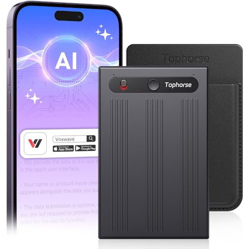 AI Voice Recorder, Note Voice Recorder Free Transcribe & Summarize with App Control, Support 152 Languages, 64GB Memory, Audio Recorder for Lectures, Meetings, Calls, Black