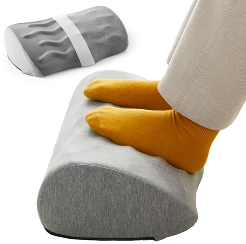 Jamdok Ergonomische Fußstütze unter dem Schreibtisch, abnehmbarer Bezug, fester Memory-Schaum, rutschfest, Keilform, für Büro, Heimarbeit, 43 x 26 cm, Grau