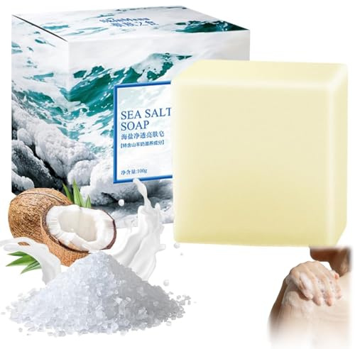 Soap Rich In Sea Salt,Zinc Soap,Refreshing Cleansing Soap Bar,Deeply Cleansing & Moisturizing Bar 100g,Smooth Body Skin,Against Oil,Repair Nourish Skin Personal Care Product,For Hands,Face,Body