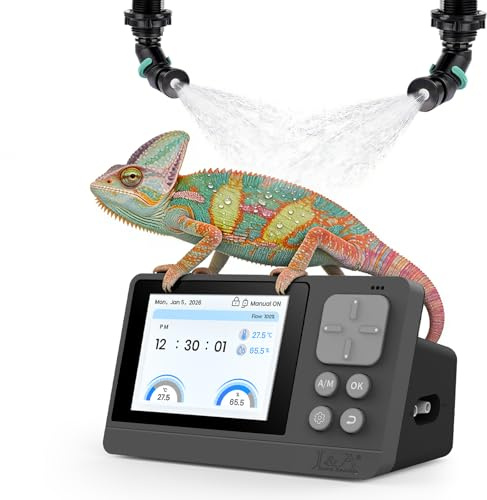J&A Reptile Mister Automatisches Zerstäubersystem für Reptilien und Terrarien, Automatischer Zerstäuber mit einstellbaren Sprühdüsen, Leiser Betrieb für Eidechsen
