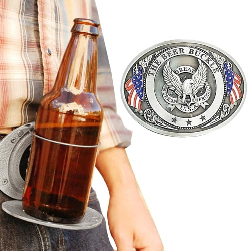 Hitburu Bierhalter Gürtel, Bierkopfgürtel, Bier-Gürtelschnalle, Freihändiger Getränkedosenhalter Tragbar, Bierbecherhalter Gürtelschnalle Für Flaschen Und Dosen,Geschenk Für Änner