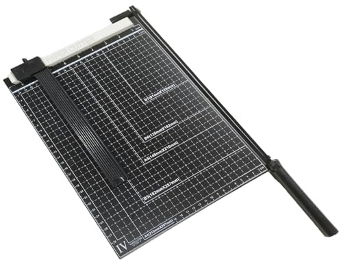 A4 Hebelschneider Papierschneider, Manuelle Schneidemaschine mit Stahlklinge, Bis 80g A4, 12 Blatt Schneidleistung, für Büro, Schule & Basteln (Schwarz)