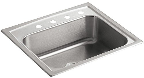 KOHLER K-3348-4-NA Toccata Single-Basin Self-Rimming Kitchen Sink, Stainless Steel Kohler