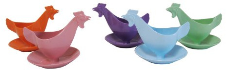 Sonja PLASTIC Eierbecher Huhn in Hellen Farben Sortiert 5er Set, Hühnereierbecher