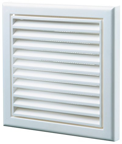 Blauberg 100 mm 4 inch White Louvred Wall Vent Grille Slimline with Fly-Screen for Internal Or External Use for Bathroom Toilet Shower Extractor Fan Tumble Dryer Cooker Hood Shed