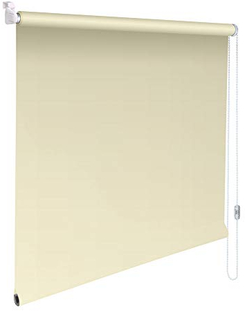 Sonnenschutz-HH® - Mini Sichtschutzrollo Minirollo Sonnenschutz Rollo KLEMMFIX Seitenzugrollo Kettenzugrollo inkl. Klemmträger ohne Bohren - Außenmaß Breite 75 x 140 cm Höhe - Creme