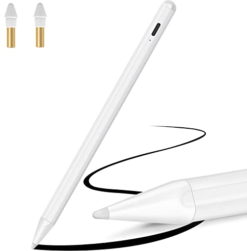 Stylus Stift für iPad mit Palm Rejection, Active Pencil Kompatibel mit Apple iPad Pro 11/12,9 Zoll, 10.2 7./8./9. Generation, 6., Air 3./4./5. Generation, Mini 5. 6 Gen (2018-2022)
