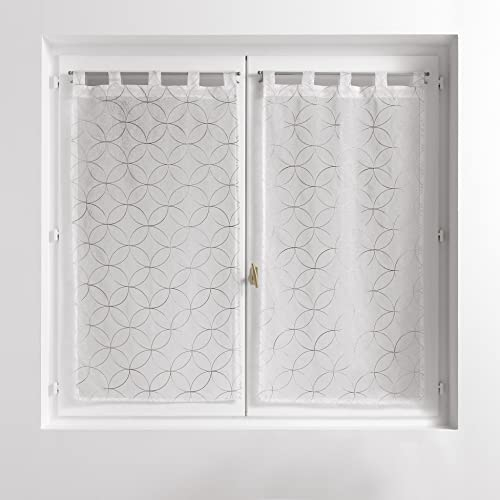 Douceur d'Intérieur, Coppia di tende con passanti 2 x 60 x 120 cm velo sabbiato ricamato olympia grigio
