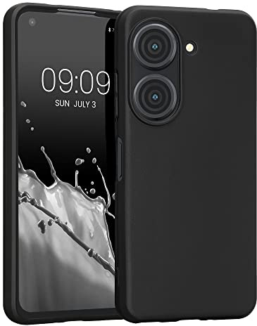 kwmobile Hülle kompatibel mit ASUS Zenfone 10 / Zenfone 9 Hülle - weiches TPU Silikon Case - Cover geeignet für kabelloses Laden - Schwarz matt