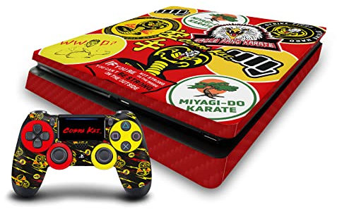 Head Case Designs Officially Licensed Cobra Kai Mixed Logos Iconic Vinyl Sticker Gaming Skin Decal Cover Compatible With Sony PlayStation 4 PS4 Slim Console and DualShock 4 Controller