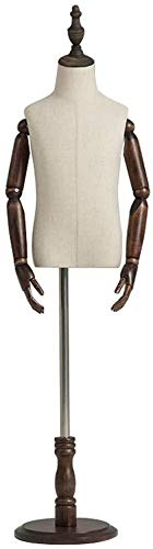 Schneiderpuppe für Damen, Schneiderpuppe, Schneiderpuppe, Schaufensterpuppe, Büste, Schneiderpuppe, antike Massivholzbasis, höhenverstellbar, geeignet für 3–8 Jahre alte Kinder, Kleidungsausstellung