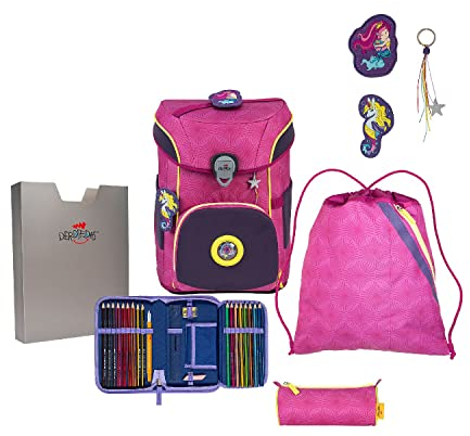 DerDieDas Schulrucksack Set 5-TLG. ErgoFlex Easy Exklusiv Superflash Pink Mermaid 2023