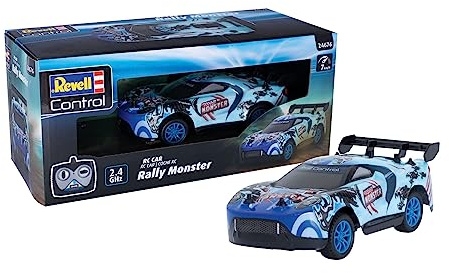 Revell RC Car Rally Monster - Ideal für Rennfans ab 6 Jahren - Robustes Fahrzeug für Verschiedene Oberflächen - Cooles Rally-Design mit sportlicher Karosserie - Voll-Speed Gummireifen