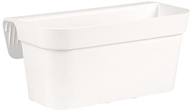 Nicoli Arké Balcony balkonglåda i harts 40 x 23 x 18 h, fristående planteringskruka för parapetet(vit)