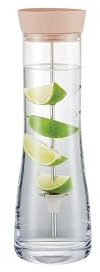 blomus Wasserkaraffe DRIWA | Glaskaraffe aus Glas mit Deckel-Ausgießer und Fruchtspieß | 1 l | Farbe Rose Dust