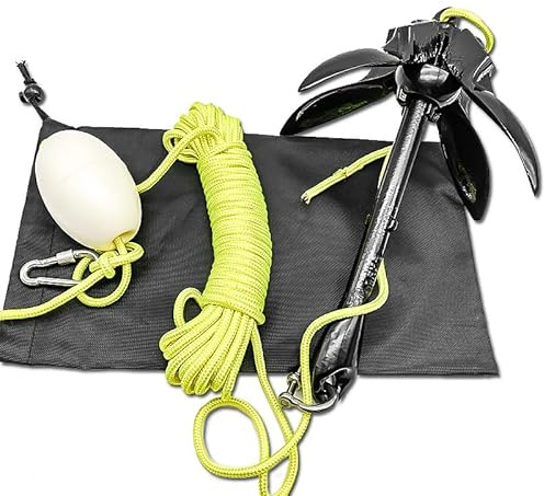 ZONADAH Ancla para Barco Ancla Universal para Barco Gancho de Agarre Plegable de Acero al Carbono Ancla para Kayak con Cuerda Ancla Plegable Acero al Carbono 1,5 kg para Barco para Barco
