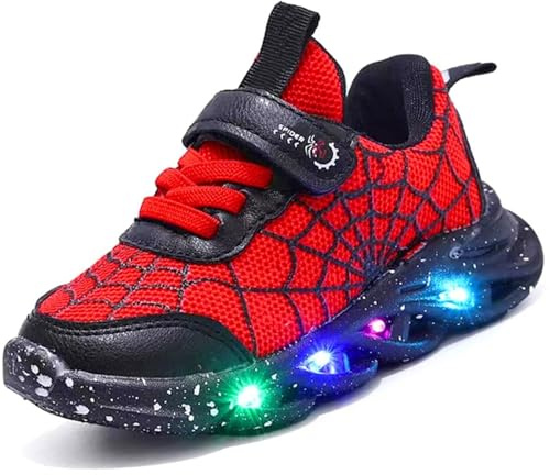 Vorkhuaeri Scarpe Luminose per Bambino, Scarpe da Ginnastica Passeggio Luci LED, Scarpe Sportive Illuminate, Regali Xmas Compleanno Moda (A-Red,27)