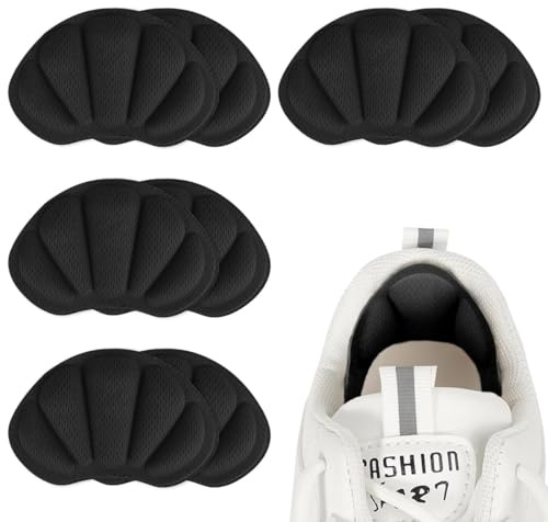 AFCJLTO 8 pcs Fersenpolster für zu große Schuhe - Selbstklebendes Fersenkissen in Schwarz - Antirutsch & Anti-Blasen - 4 Paare Schuhpolster für den perfekten Sitz