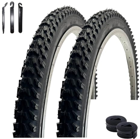 2 x VEE Rubber V158 26 Fahrradreifen Schwarz 50-559 (26 x 1.95) + 2 x passende Schläuche AV inkl. Reifenheber