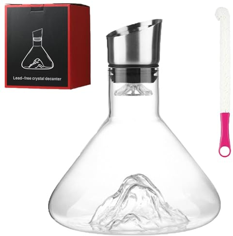 1500ml Revella Wine Decanter,Revella Crystal Clear Wine Decanter,Crystal Wine Decanter,Wine Carafe Decanter,Wine Aerator Decanter,Iceberg Decoration On The Bottom for Christmas (White)