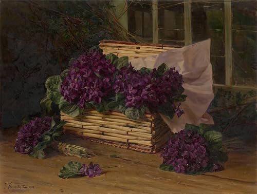 POSTERIIk Vintage klassischer Kunstdruck Druck Leinwand Stillleben mit Veilchen Iosif Evstafevich Krachkovsky Abstraktes Foto Bild für Wohnzimmerdekoration 60x90cm