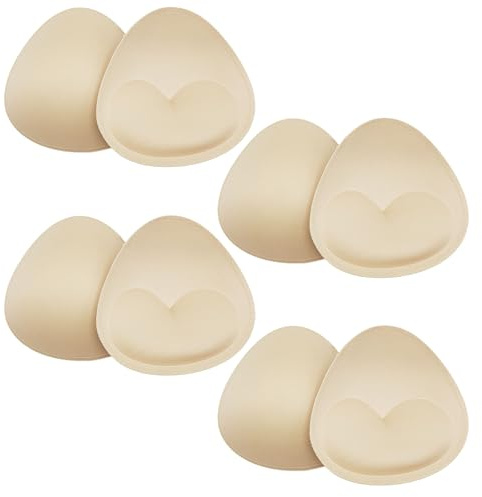 FUIPVGI 4 Paia Inserti per Reggiseno Triangolare, Reggiseni Push Up Reggiseno Inserto in Schiuma, Cucito Inserti in Spugna Imbottitura Reggiseno Cuscinetti per Bikini e Costumi da Bagno (Beige)