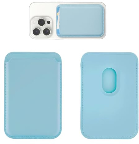 LQIOACU 1 Stück Magnetic Wallet für Handy, Premium Vegan Leder Telefon Brieftasche für 3-Karten-Halter Kompatibel mit iPhone 15 Plus Pro Max 14 13 12 Serie（Blau）