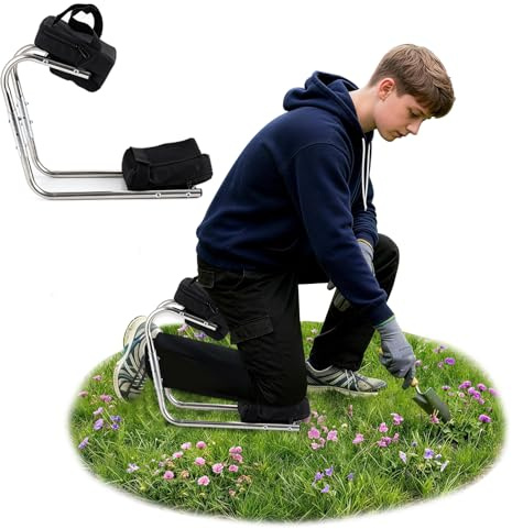 Sgabello da ginocchio, supporto da giardino con funzione seduta, protegge le ginocchia, portata fino a 200 kg, ideale per giardinaggio, lavori edili e usi professionali