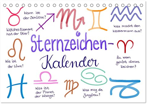 Sternzeichen-Kalender (Tischkalender 2026 DIN A5 quer), CALVENDO Monatskalender: Alle Sternzeichen liebevoll gezeichnet von der Kritzelfee (CALVENDO Menschen)