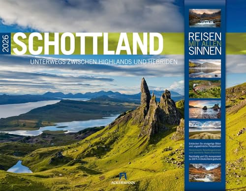 Schottland Kalender 2026 | Unterwegs zwischen Highlands und Hebriden | Imposanter Reise-Kalender im großen Querformat (54x42 cm) | Edinburgh