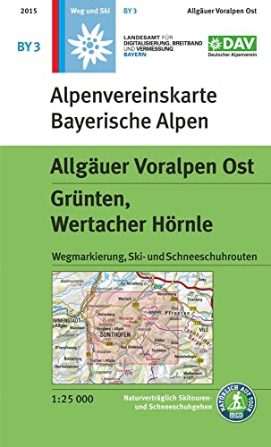 Allgäuer Voralpen Ost, Grünten, Wertacher Hörnle: Topographische Karte, mit Wegmarkierungen, Ski- und Schneeschuhrouten (Alpenvereinskarten)