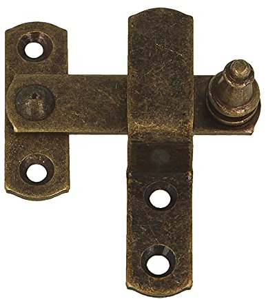 Amig - Battitacco per persiana con lembo | Chiusura di sicurezza per finestre | Colore pelle | Accessori per giardino ed esterno | Acciaio | Dimensioni: 60 x 46 mm | Stile rustico