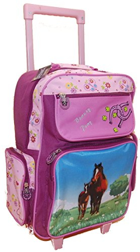 Stefano Kinder Reisegepäck Trolley Kitatasche Rucksack Brustbeutel 4 TLG. Set Pferd rosa Set Robter blau präsentiert von RabamtaGO (Kindergepäck, Trolly 1)