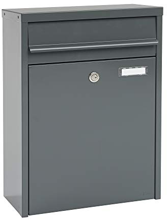 MEFA by Renz Briefkasten Piano 350 mit Namensschild (Farbe basaltgrau, mit Sicherheitsschloss, Größe 475x345x175 mm) 350500DE