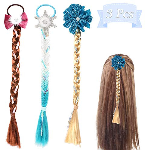 Powerking Mädchen Perücken Haarseil, geflochtene Kinder Haarverlängerungen und Prinzessin Dressing Up Haarschleifen für Frozen Princess Theatre Cosplay und Rollenspiel (Frozen Princess)