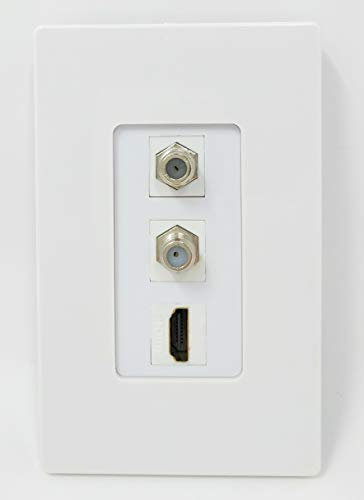 RiteAV - 1 porta HDMI 2 porte cavo coassiale TV-tipo F decorativo senza viti, colore: Bianco