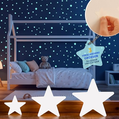 lilimaus Leuchtsterne Kinderzimmer SELBSTKLEBEND Kinderfreude garantiert - 400 Sternenhimmel Aufkleber - Rückstandslos zu entfernen