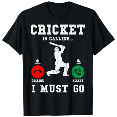Cricket is Calling Funny Graphic for Player T-Shirt, Men, Black, 3X-Large