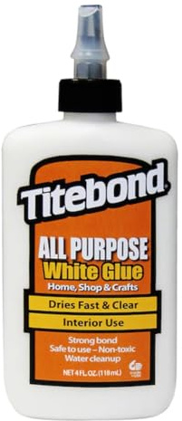 Titebond All Purpose White Glue, Home, Shop, School and Crafts, Versatile, Dries Fast and Clear, Easy-to-Use, Water Cleanup, 4 oz, 5032