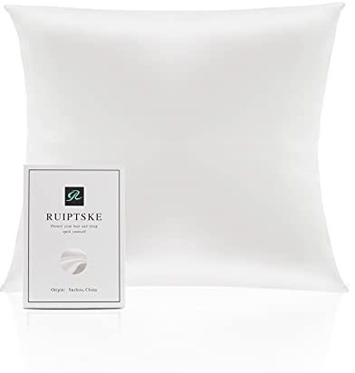 Kissenbezug aus Naturseide, hypoallergen, 22 Momme, 100% Seide, 600 Fäden, mit verdecktem Reißverschluss (White, 65x65cm)