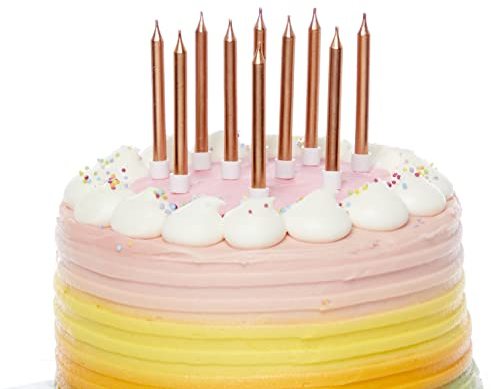 Amscan 9911939 Stnd Candle Rose Gold- 10 Pack