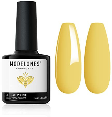 Modelones Mango Yellow Gel Nail Polish, 15ml Soft Yellow Color, LED Long Lasting French Manicure Essential Nail Varnish, DIY at Home Gifts for Women