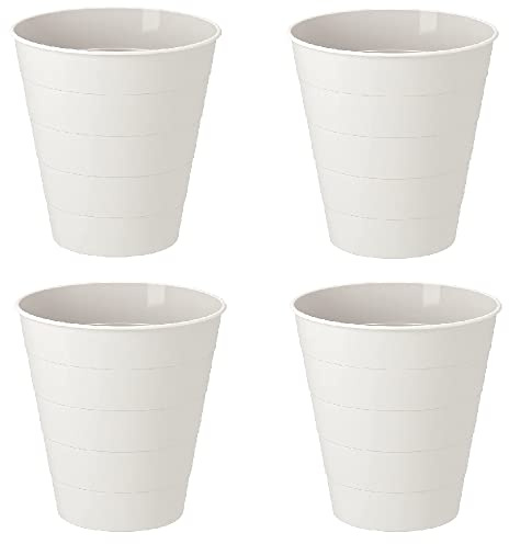4x FNISS Waste Bin Home And Office Wastepaper Basket Plastic Trash Can Dust Rubbish Garbage Bins White 10 L + Free Shoe Bag