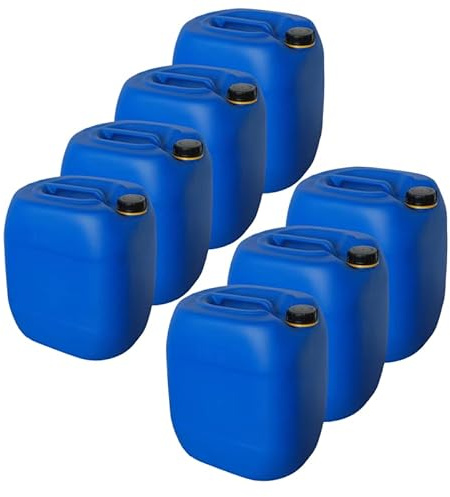kanister-vertrieb® 6 Stück 30 L Kanister Wasserkanister Kunststoffkanister blau DIN61 + Etiketten