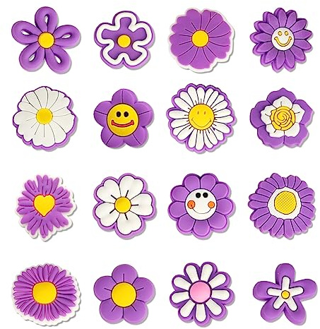 AUAUY skodekoration, Crocs-hänge för barn, blomma, hänge för Crocs, skoplugg, skodekoration, tillbehör för Crocs-armband, söta skodekorationer för flickor, pojkar och vuxna, Polyvinylklorid