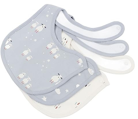 3Pcs Unisex Baby Cotton Terry Drooler Bibs Button Closure Cotton Bibs (Lamb)