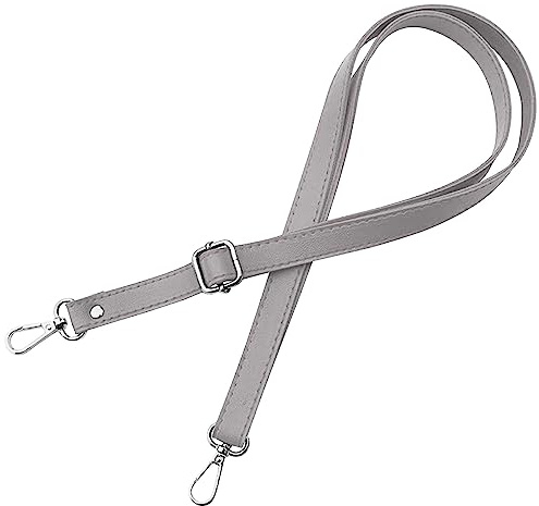 Gurt Band Schulterriemen für Damen Taschen Handtasche - Grau - Farbe Metallteile Silber - Länge verstellbar 70-128 cm - Breite 1,8 cm - Schultergurt Umhängetasche Trageriemen Riemen Umhängegurt