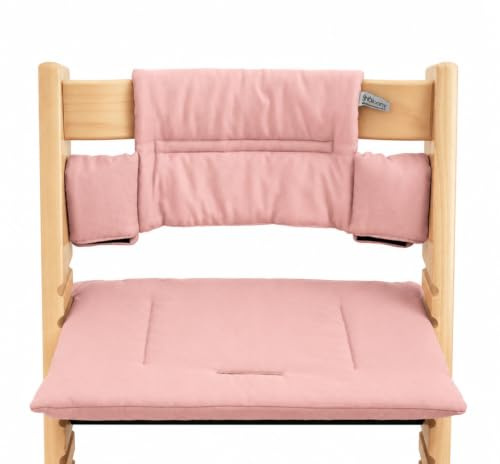 Shabany® Coussin d'assise pour chaise haute 100 % coton bio - Housse de siège classique - 2 pièces - Convient pour chaise haute Stokke Tripp Trapp - Lavable en machine - Fixation facile