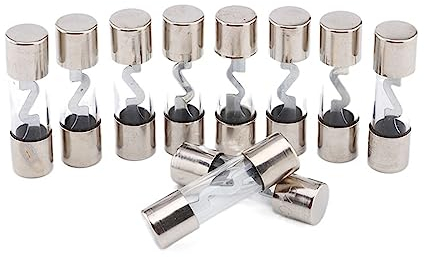 JENKEM 30 Stücke Zinklegierung 10 * 38mm 60A 40A 50A 80A 100A Glasrohr Goldton Klar AGU Sicherung for Auto Audio Amp Verstärker Silber Glassicherung (Color : Dark Grey)